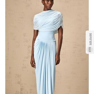 Elegant Blue Draped Women's Dress
